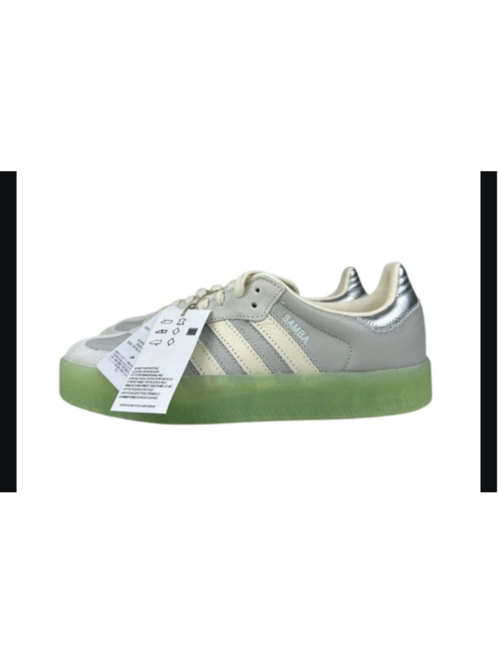 *RARE Adidas Samba Originals Sambae Grey Silver White Green Gum Shoes wmns.6.5 - Picture 4 of 7
